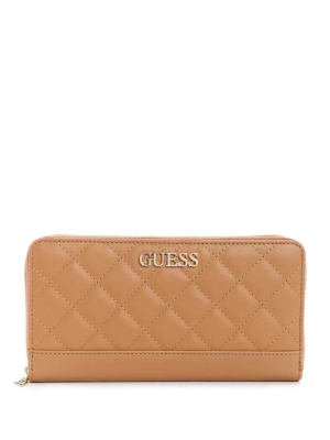 Beige Women's GUESS Illy Check Organizer Wallets | USA92QJVLE