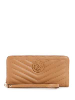 Beige Women's GUESS Lida Zip-Around Wallets | USA92UGYHE