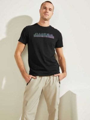 Black Men's GUESS Apex T-Shirts | USA10WVQXZ