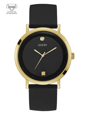 Black Men's GUESS Black and Gold-Tone Analog Watches | USA64GEHDX