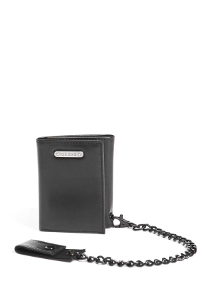 Black Men's GUESS Chain Trifold Wallets | USA72TJVGI