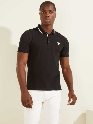 Black Men's GUESS Eco Lyle Polo Shirts | USA04BHUQF