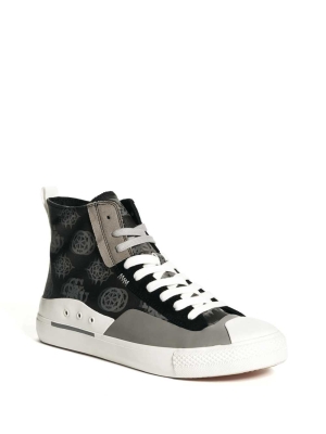 Black Men's GUESS Ederle Geo High-Top Sneakers | USA78JDAHC