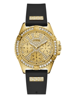 Black Men's GUESS Gold-Tone and Black Multifunction Watches | USA74JXFPB