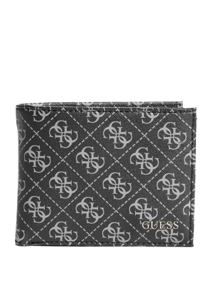 Black Men's GUESS Monterrey Bifold Wallets | USA96CXWTJ