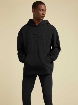 Black Men's GUESS Originals Kit Logo Hoodies | USA47XCIVL