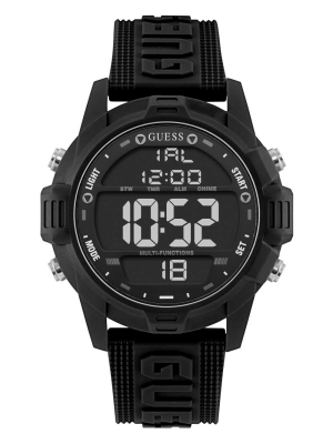 Black Men's GUESS Oversized Black Silicone Analog and Digital Watches | USA79EQANY