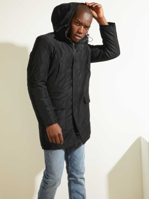 Black Men's GUESS Softshell Utility Parka Jackets | USA91CMQDL