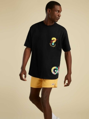 Black Men's GUESS Summer Games Logo T-Shirts | USA31XQZPB