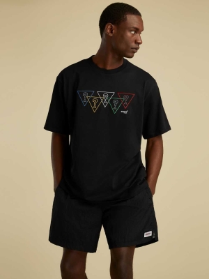 Black Men's GUESS Summer Games Logo T-Shirts | USA61UKDAZ