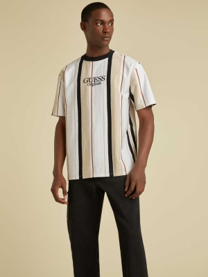 Black Multicolor Men's GUESS Originals Striped T-Shirts | USA40TMBVO