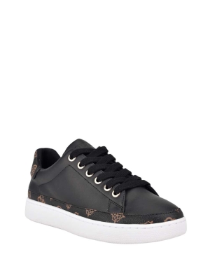 Black Multicolor Women's GUESS Rinzed Logo Trim Low-Top Sneakers | USA87YUIFR