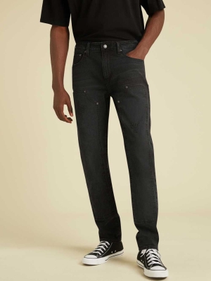 Black Wash Men's GUESS Originals Tactical Slim Straight Jeans | USA32XZJVT