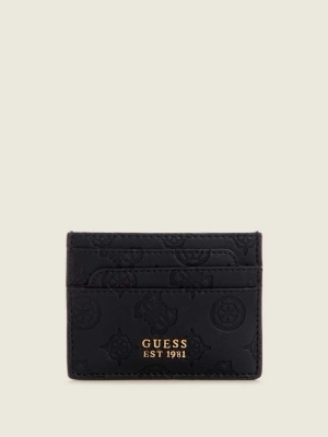 Black Women's GUESS Bea Card Holder Wallets | USA70LIATM