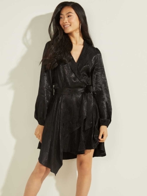 Black Women's GUESS Eco Doha Wrap Dresses | USA21YEDCI