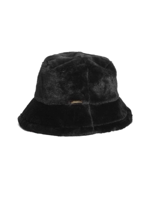 Black Women's GUESS Faux-Fur Bucket Hats | USA04KYMZF