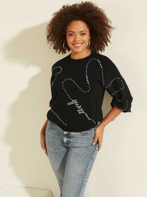 Black Women's GUESS Ginny Pearl Sweaters | USA81OYQTH