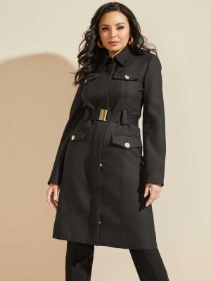 Black Women's GUESS Karly Coats | USA71COFYP