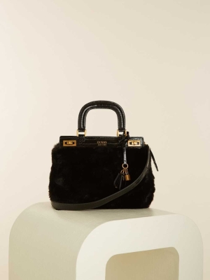 Black Women's GUESS Katey Luxe Satchels | USA68AWQPO