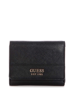 Black Women's GUESS Katey Trifold Wallets | USA31ZOXKT