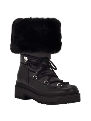 Black Women's GUESS Larya Faux-Fur Snow Boots | USA41XOMIJ