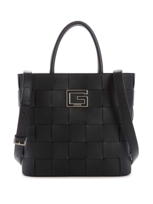 Black Women's GUESS Liberty City Shopper Totes | USA68DHJXS