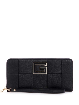 Black Women's GUESS Liberty City Zip-Around Wallets | USA75FYGUM