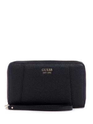 Black Women's GUESS Naya Double Zip Wristlet Wallets | USA36OWJYP