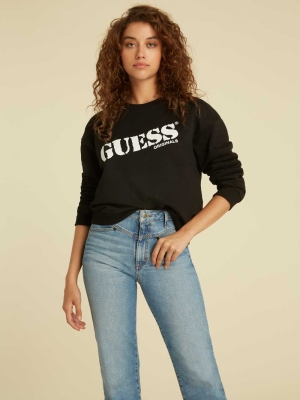 Black Women's GUESS Originals Kit Sweatshirt | USA52HNXPD