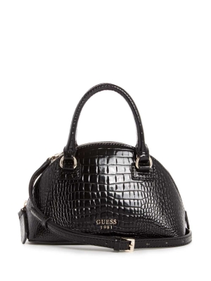 Black Women's GUESS Shilah Small Dome Crossbodies | USA74OAULB