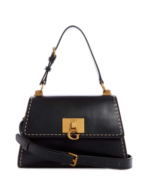 Black Women's GUESS Stephi Top-Handle Shoulder Bags | USA81WVBIY