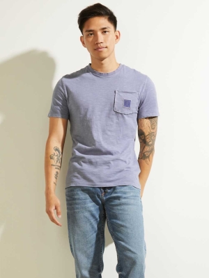 Blue Men's GUESS G Stamp T-Shirts | USA28ENFDK