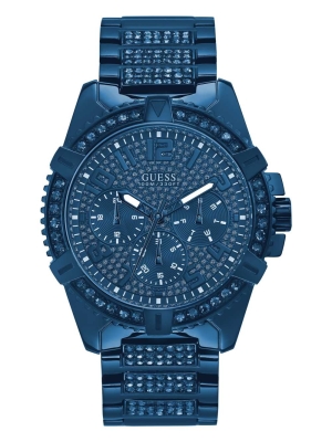 Blue Men's GUESS Sport Multifunction Watches | USA95UQPVL