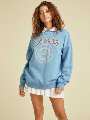 Blue Women's GUESS Originals Oversized Pullover Sweatshirt | USA02HJSGR