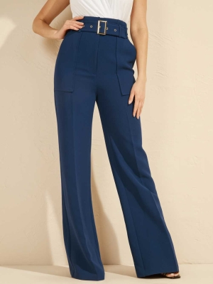 Blue Women's GUESS Wixson Wide Leg Pants | USA68FPCIW