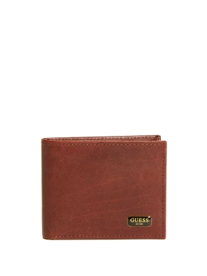 Brown Men's GUESS Chavez Passcase Wallets | USA83CUTDH