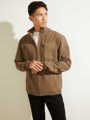 Brown Men's GUESS Explorer Zip-Up Jackets | USA06DNTMR