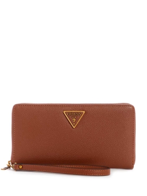 Brown Women's GUESS Destiny Check Organizer Wallets | USA45LANJM