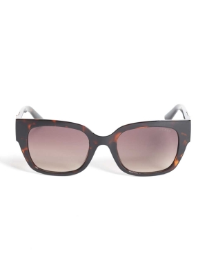 Brown Women's GUESS Tortoise Square Sunglasses | USA48IUBRS