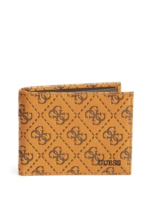 Brown Women's GUESS Vezzola Embossed Billfold Wallets | USA47CQSTM