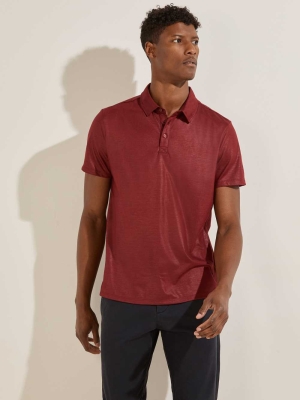 Burgundy Men's GUESS Mason Shine Polo Shirts | USA76USBCY