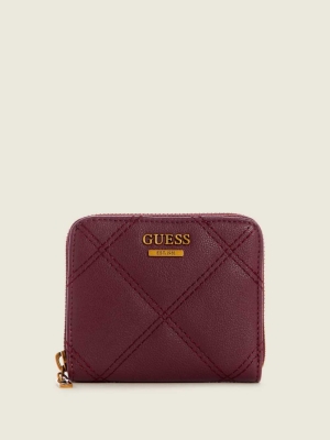 Burgundy Multicolor Women's GUESS Katey Small Zip-Around Wallets | USA15LUCTK