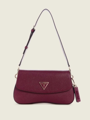 Burgundy Women's GUESS Cordelia Flap Shoulder Bags | USA35XSHAR