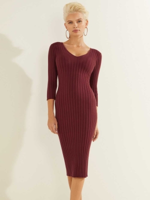 Burgundy Women's GUESS Gisele Dresses | USA29AFQHK