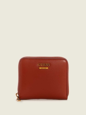 Burgundy Women's GUESS Hensely Small Zip-Around Wallets | USA78HTOPA