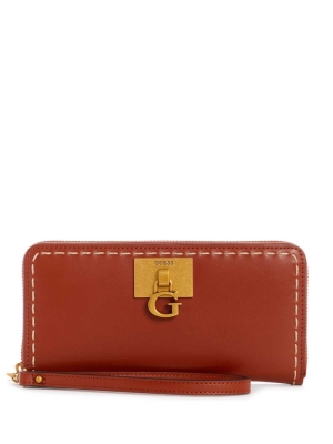 Burgundy Women's GUESS Stephi Large Zip-Around Wallets | USA80KWGMV