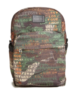 Camo Multicolor Women's GUESS Elvis Backpacks | USA48QTCAW