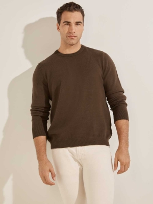 Chocolate Brown Men's GUESS Eco Liam Crew Sweaters | USA20CPZHO