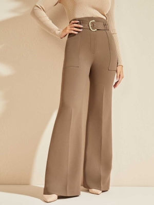 Coffee Women's GUESS Wixson Wide Leg Pants | USA68PEUZG