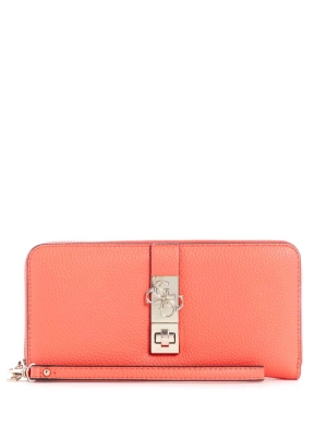 Coral Women's GUESS Albury Large Zip-Around Wallets | USA16VLAEB